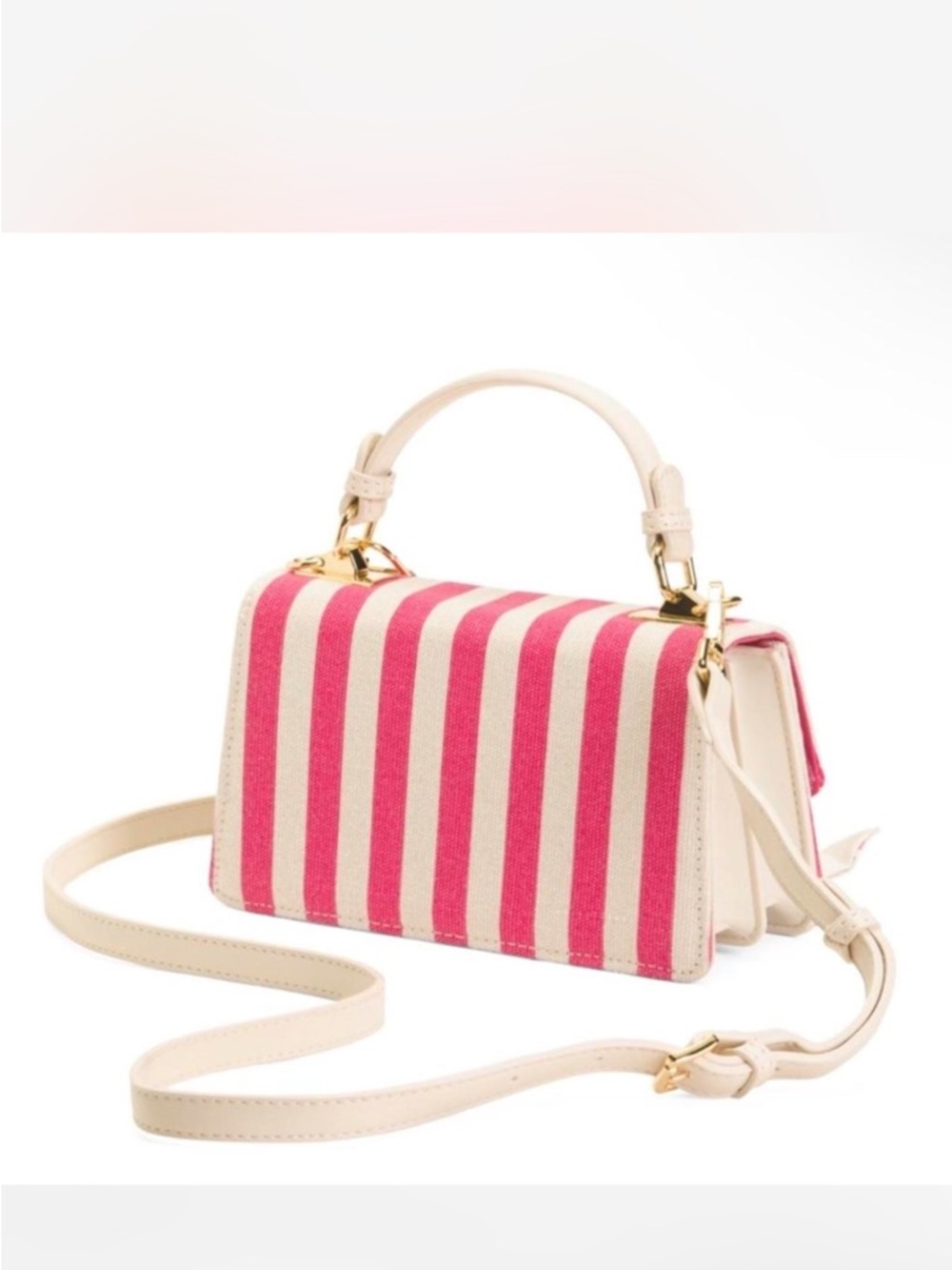 Betsey Johnson Pink Stripe Beachy Crossbody Satchel Bag NWT Barbiecore - Picture 4 of 4